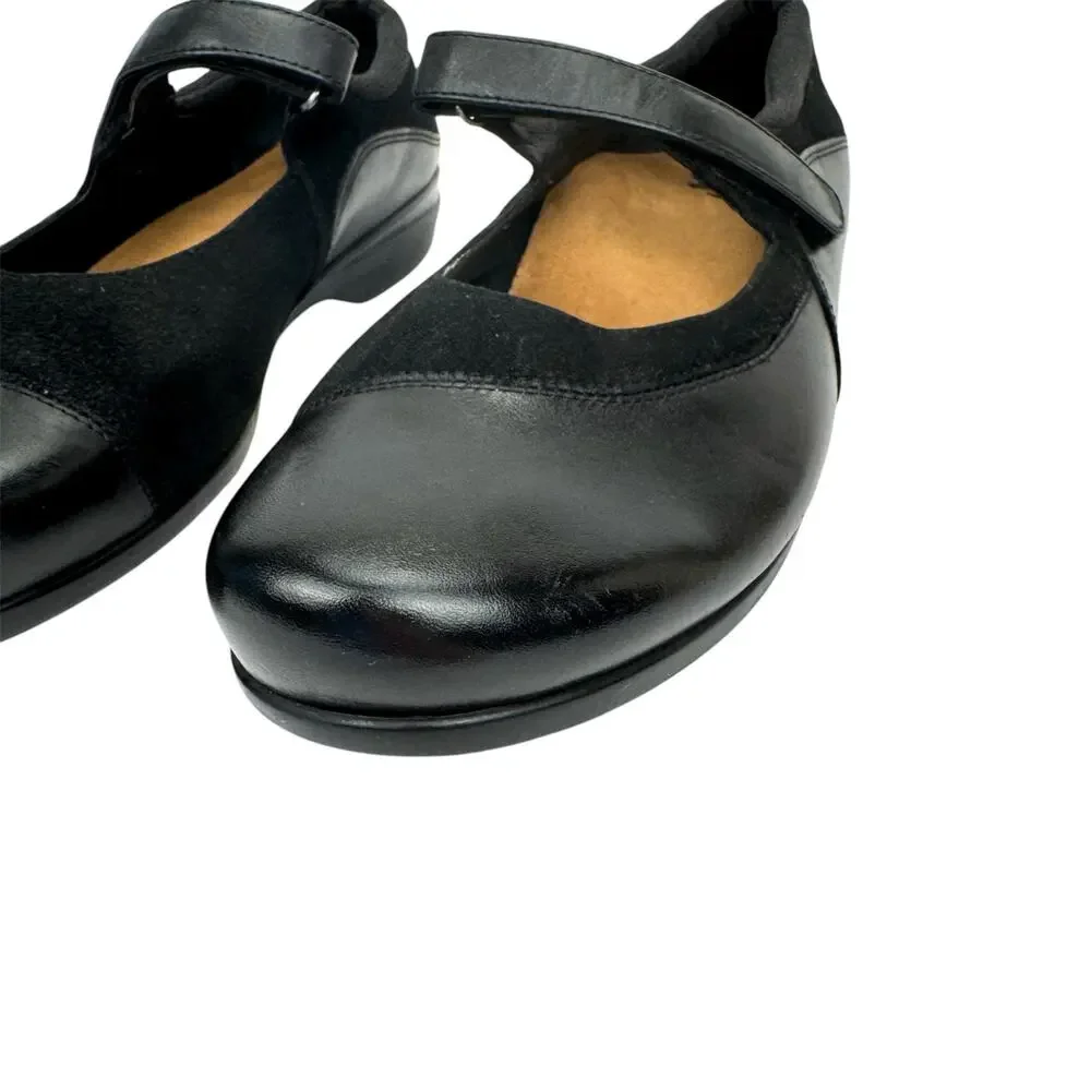 abeo Black Leather‎ Suede Orthotic Arch Support Mary Jane Comfort Shoe Sz 9.5